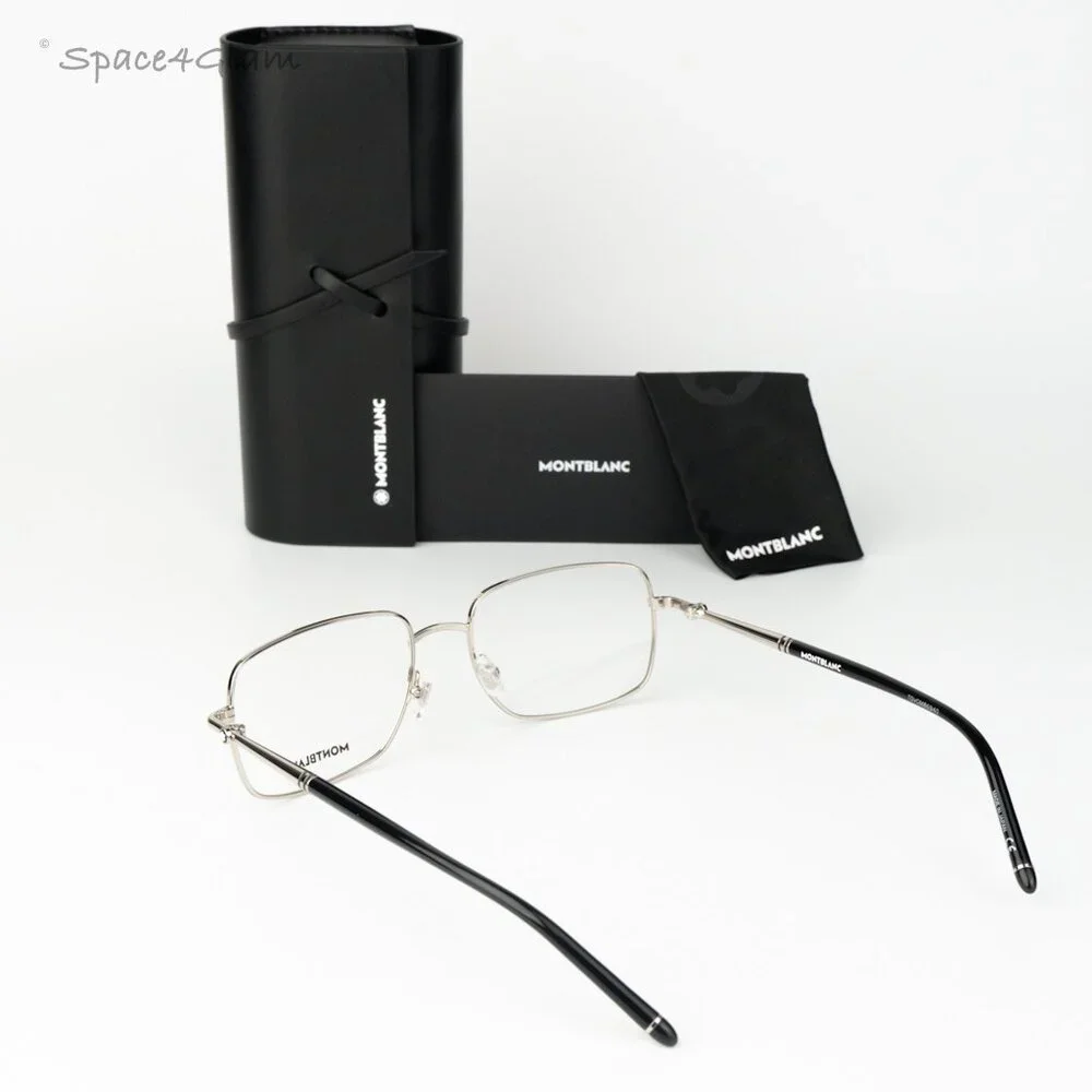 Montblanc Women Eyeglasses Silver Demo Rectangle MB0072O 004 NEW AUTHENTIC